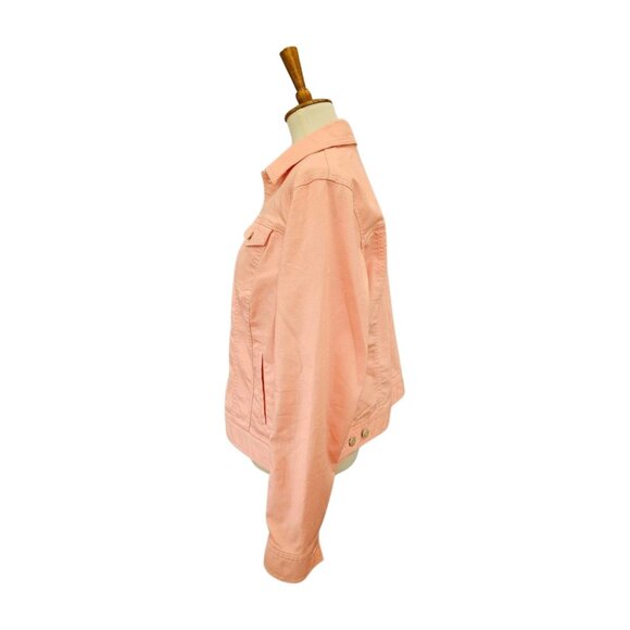 Talbots Plus, X, orangey pink jean jacket, some stretch, 4 pockets - Picture 2 of 9